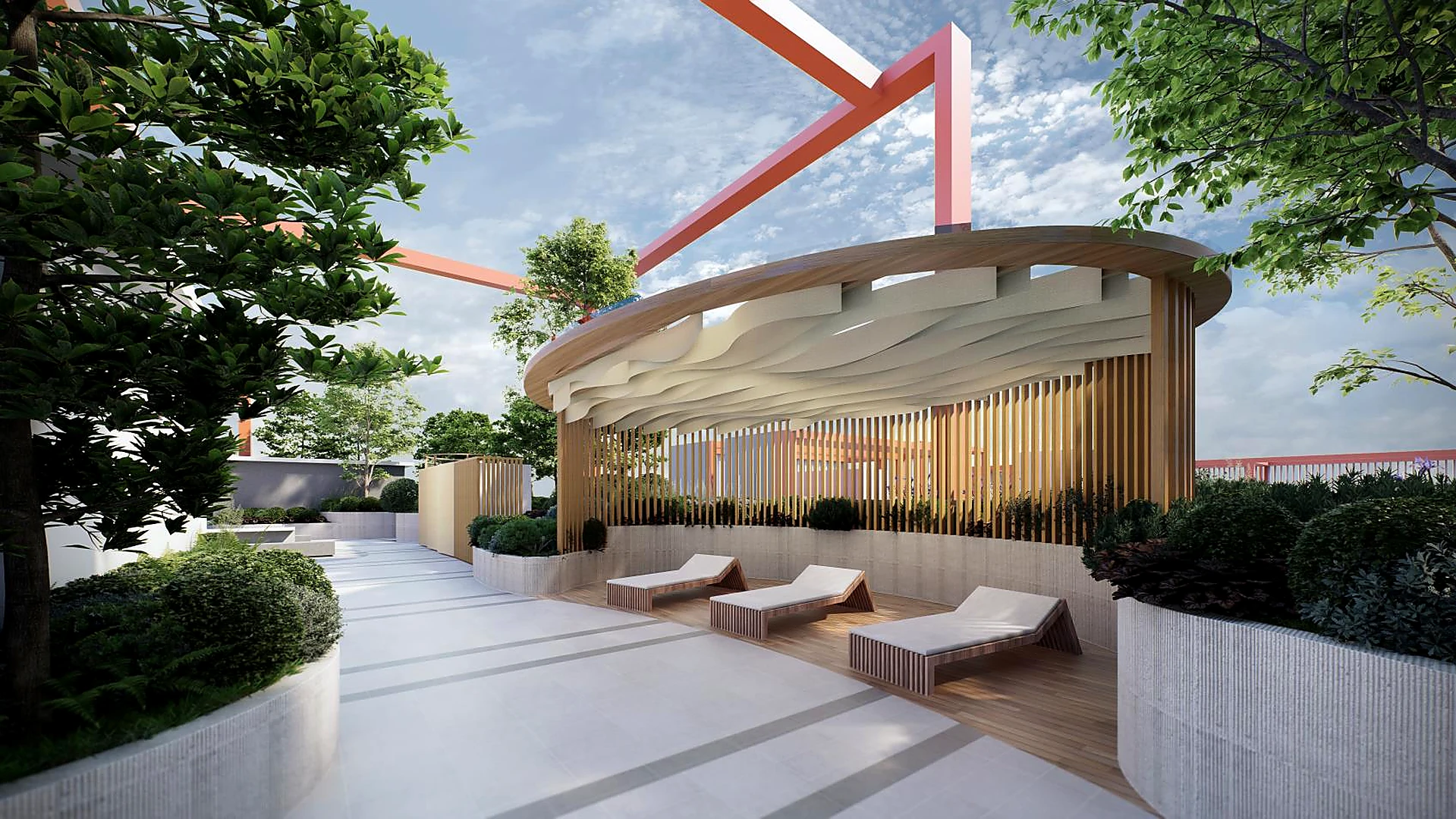 Artist impression of Rooftop Sunbed Lounge