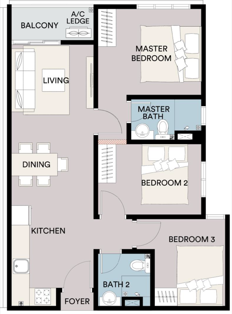 Type B1 SENA Residences floor plan