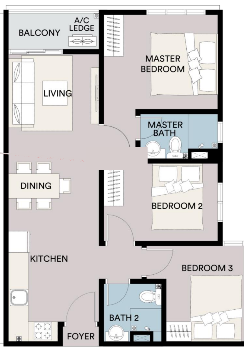 Type C SENA Residences floor plan
