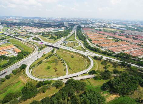 Aerial view of highway interchange near Shah Alam