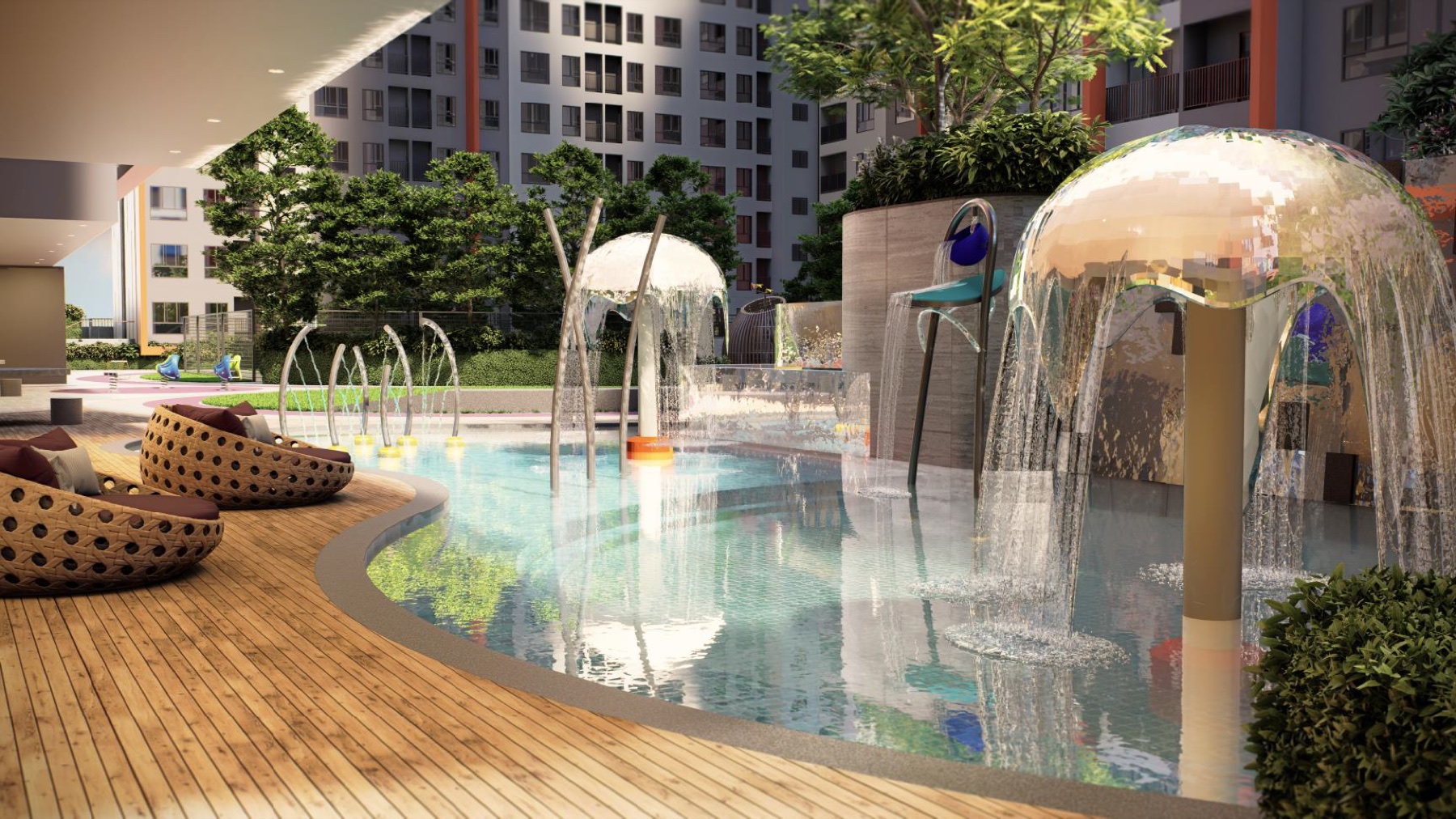 Kids pool and water play at SENA Residences